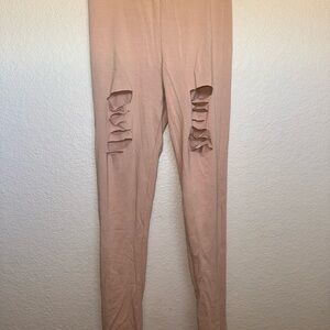 Ripped Tan Leggings